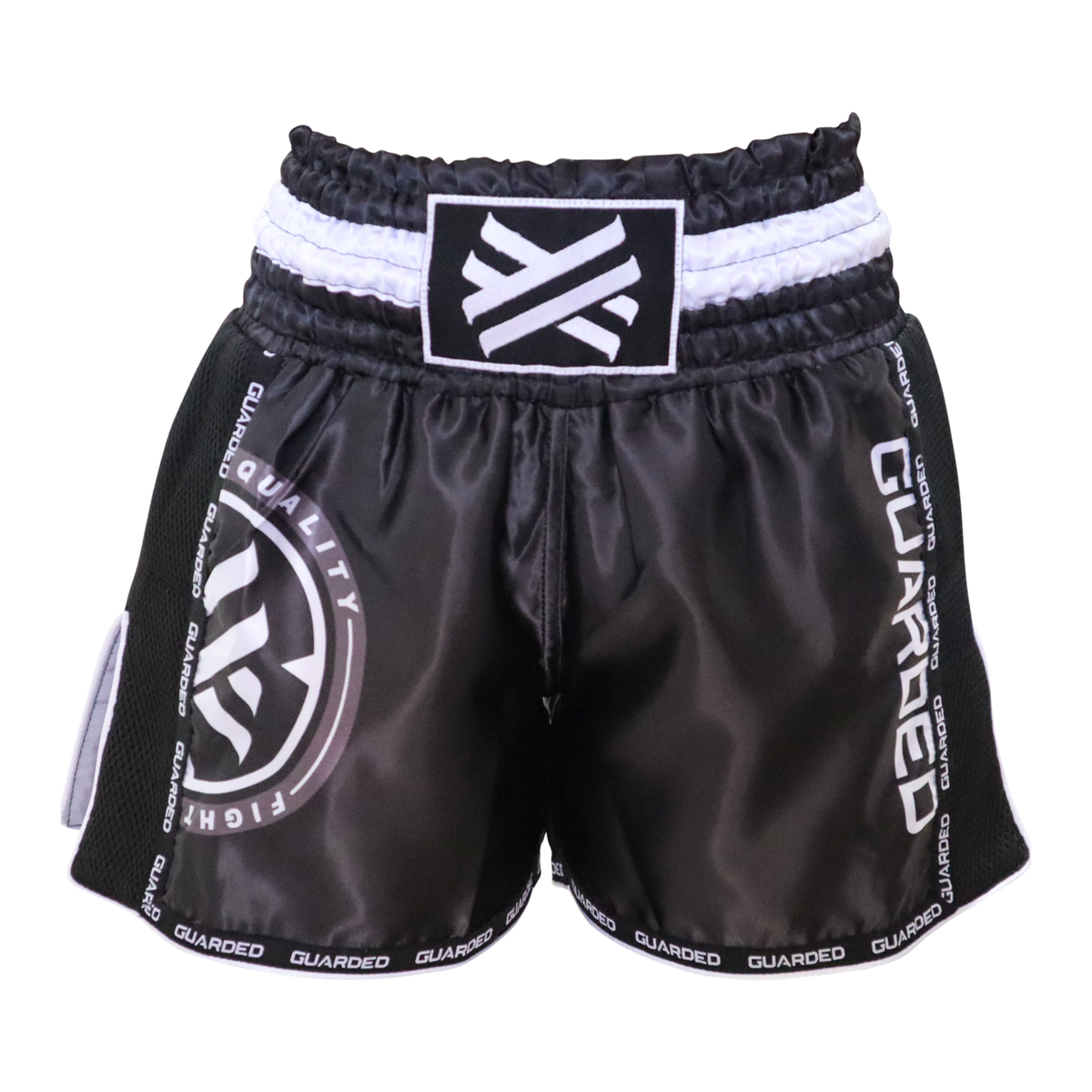 MUAY THAI SHORTS - BLACK / WHITE