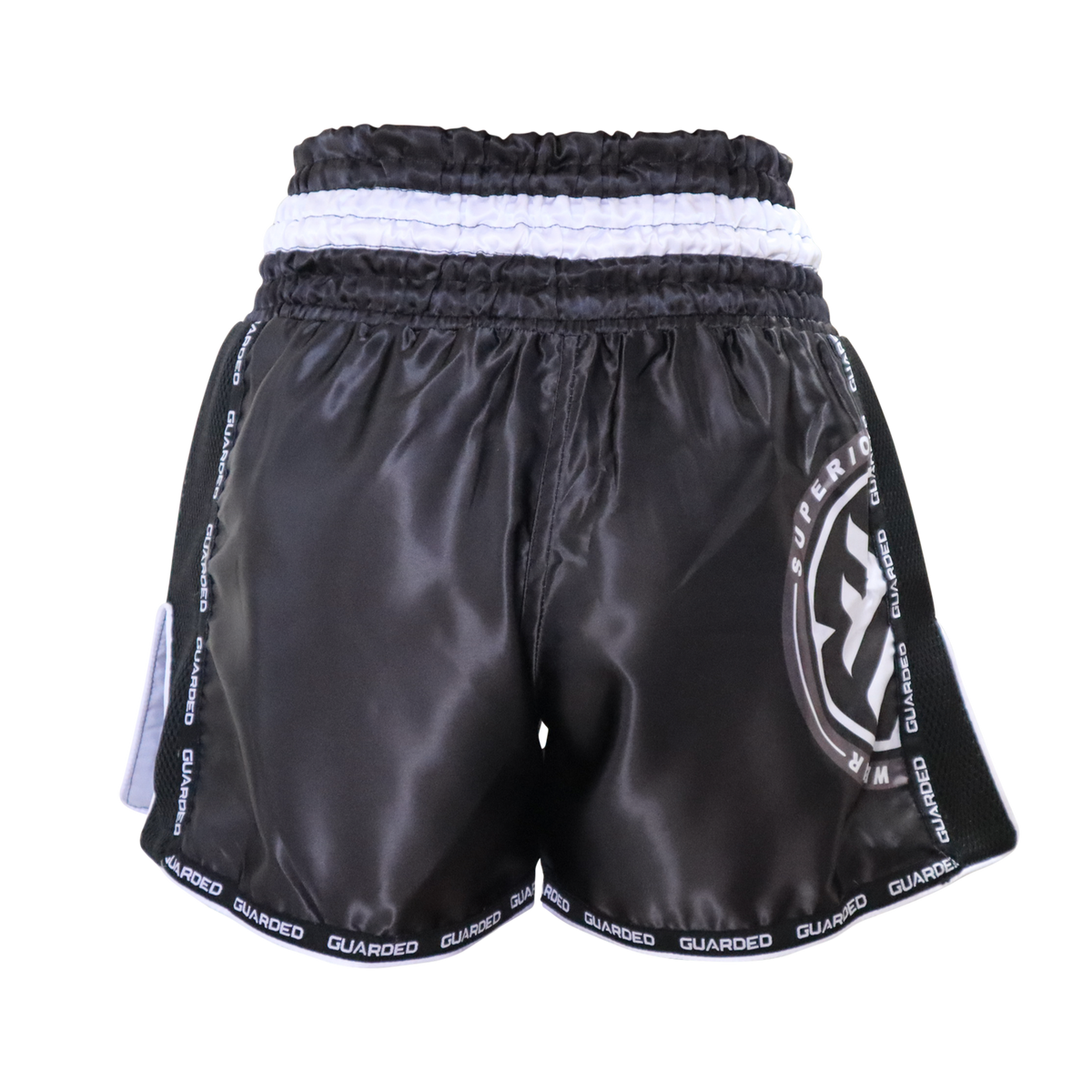 MUAY THAI SHORTS - BLACK / WHITE