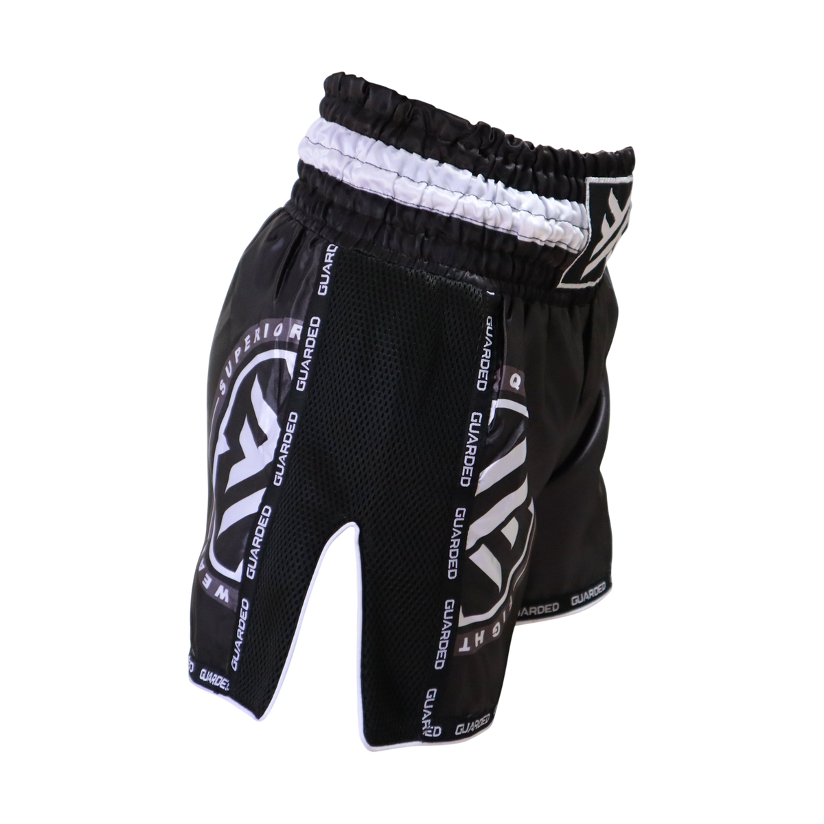 MUAY THAI SHORTS - BLACK / WHITE