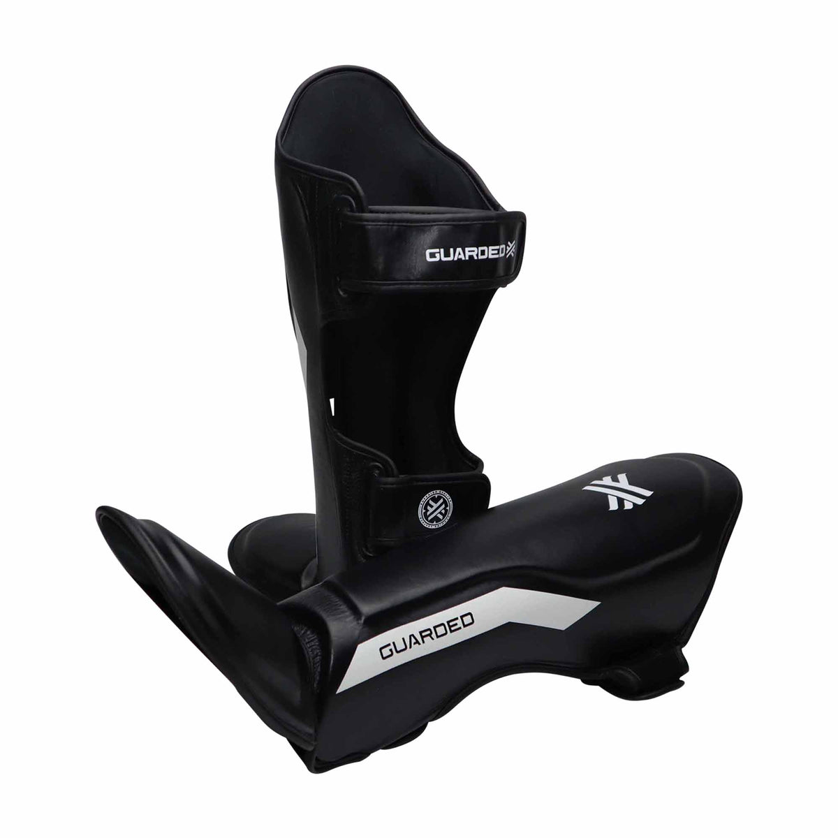 MUAY THAI SHIN GUARDS - ADULTS - BLACK / WHITE